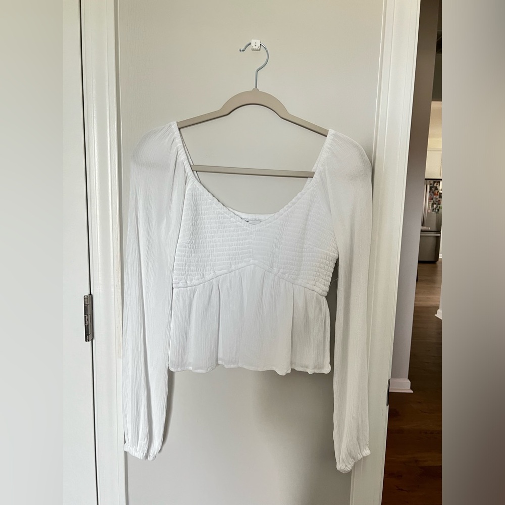 Hollister White Smocked Top